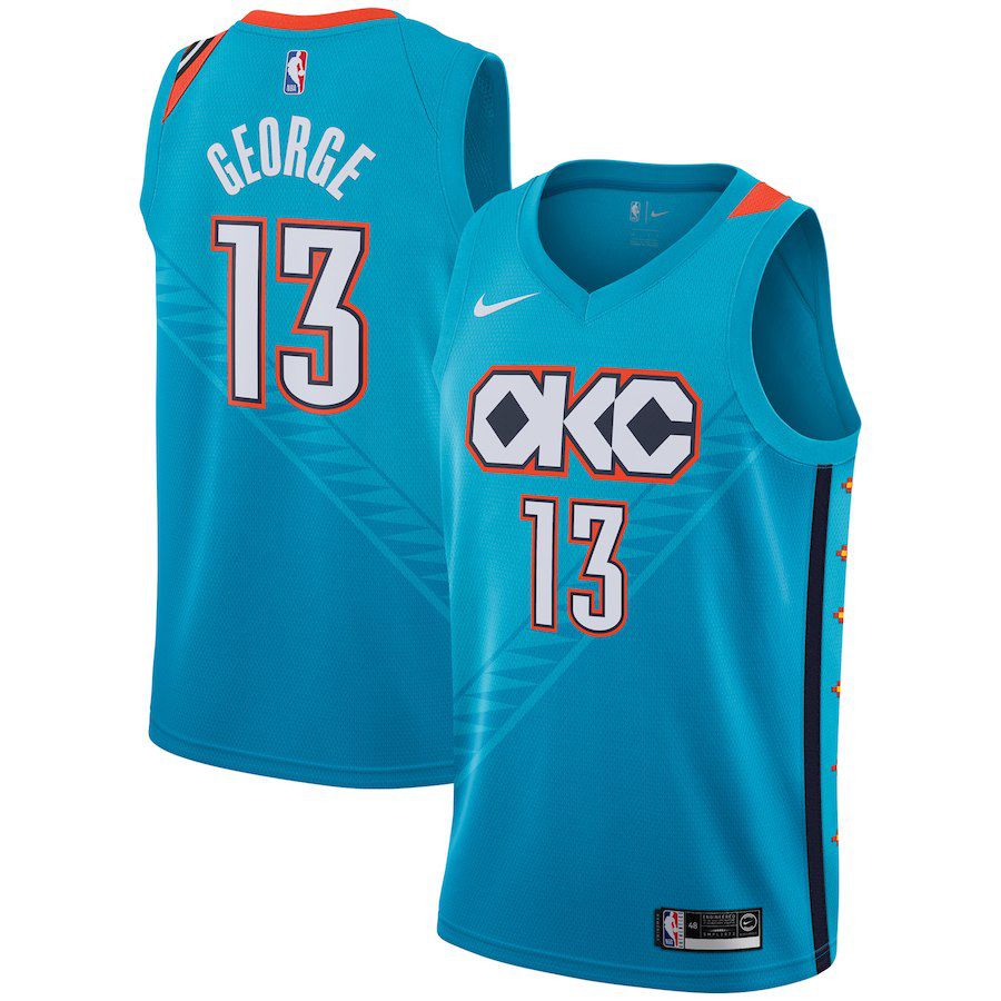 Men Oklahoma City Thunder #13 George Blue City Edition Game Nike NBA Jerseys->new orleans pelicans->NBA Jersey